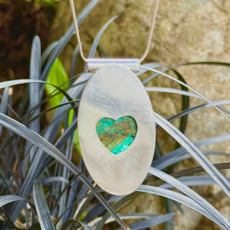 "Together is our Favorite Place" Chrysocolla Pendant