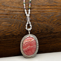 "Can't Stop Lovin' You" Rhodochrosite with Tourmaline Beaded Necklace