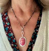 "Can't Stop Lovin' You" Rhodochrosite with Tourmaline Beaded Necklace