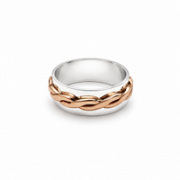 "Woven Harmony" Sterling Silver with Copper Twisted Wire Detail (size 9)