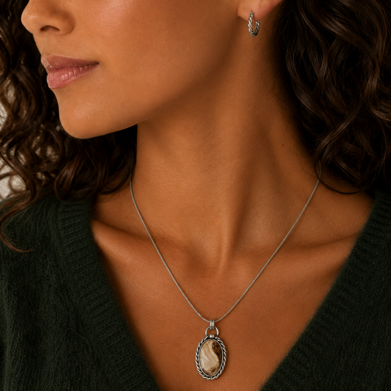 "Golden Horizon" Moss Agate Pendant