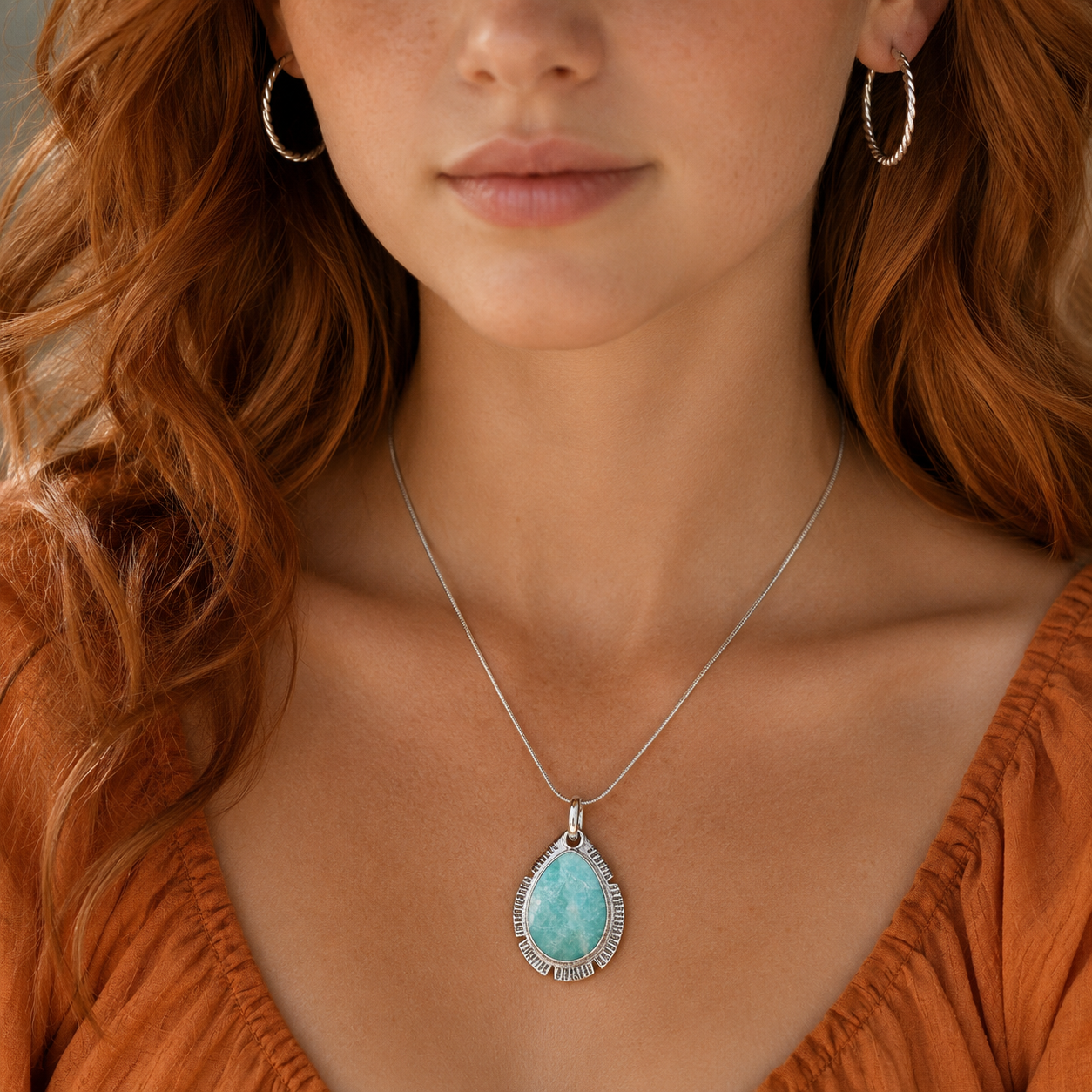 "Seafoam Radiance" Amazonite Pendant