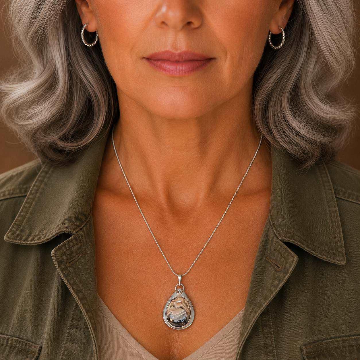 "Terra Music" Crazy Lace Agate Pendant