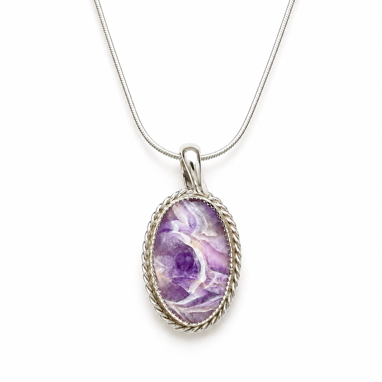 "Celestial Storm" Chevron Amethyst Pendant