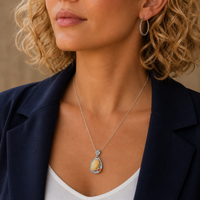 "Opal Sky" Ethiopian Opal and Hessonite Garnet Pendant