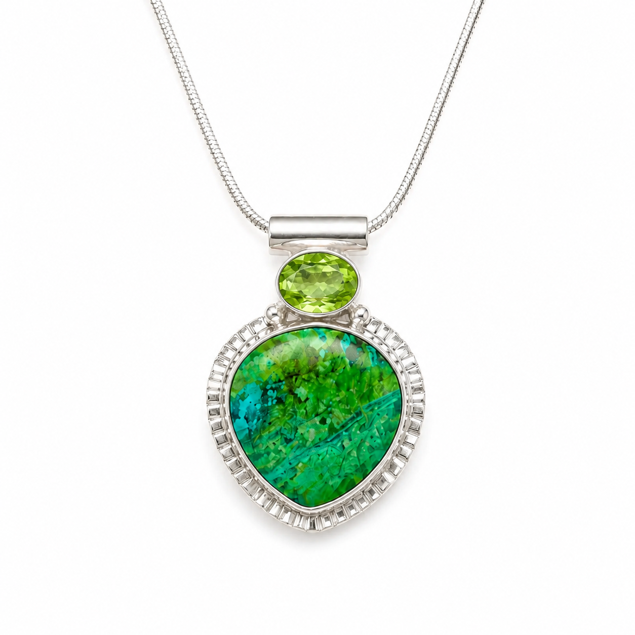 "Wild and Free" Chrysocolla and Peridot Pendant
