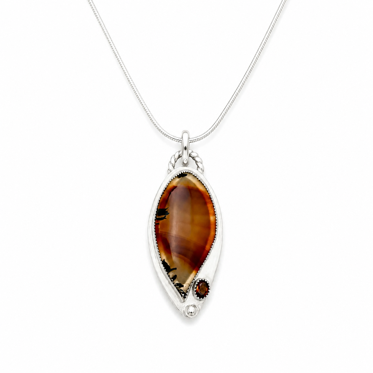 "Is it Heaven or Montana?" Montana Agate and Hessonite Garnet Pendant