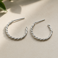 "Silver Twist Hoops" Sterling Silver Hoop Earrings (Three Sizes Available)