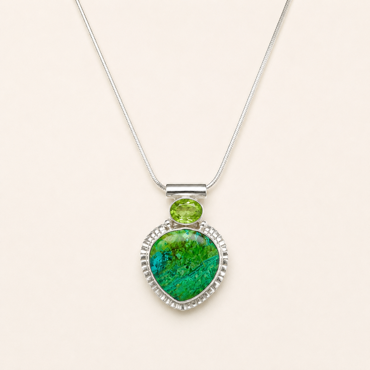 "Wild and Free" Chrysocolla and Peridot Pendant