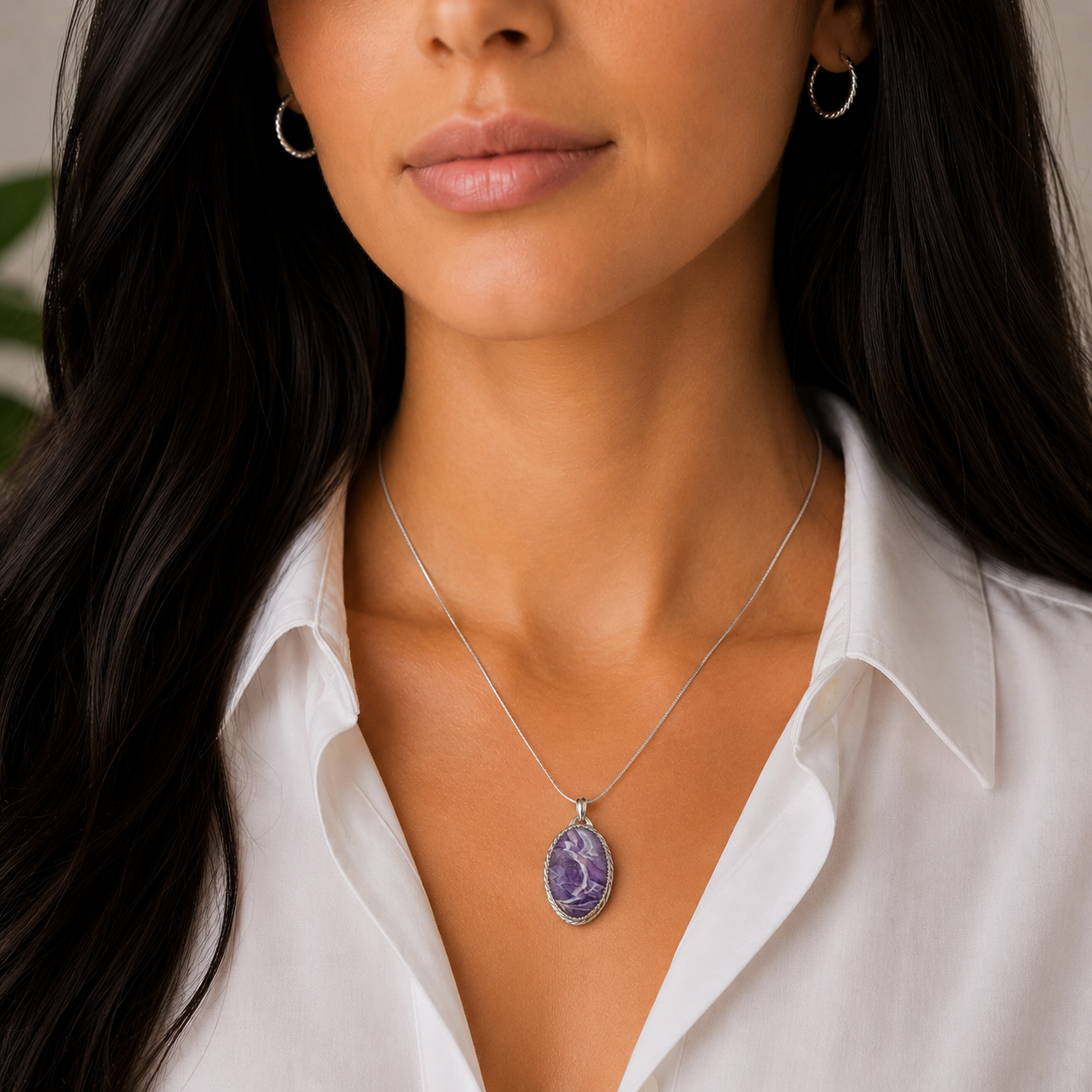 "Celestial Storm" Chevron Amethyst Pendant
