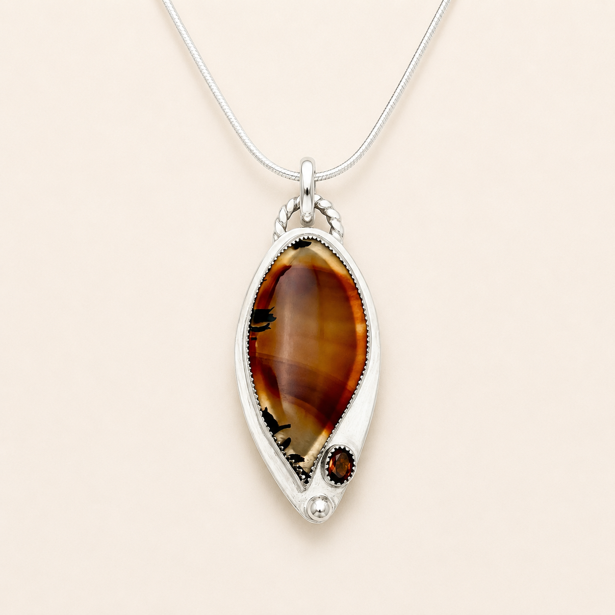 "Is it Heaven or Montana?" Montana Agate and Hessonite Garnet Pendant