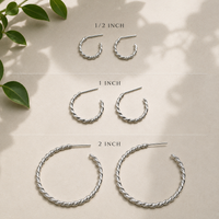 "Silver Twist Hoops" Sterling Silver Hoop Earrings (Three Sizes Available)