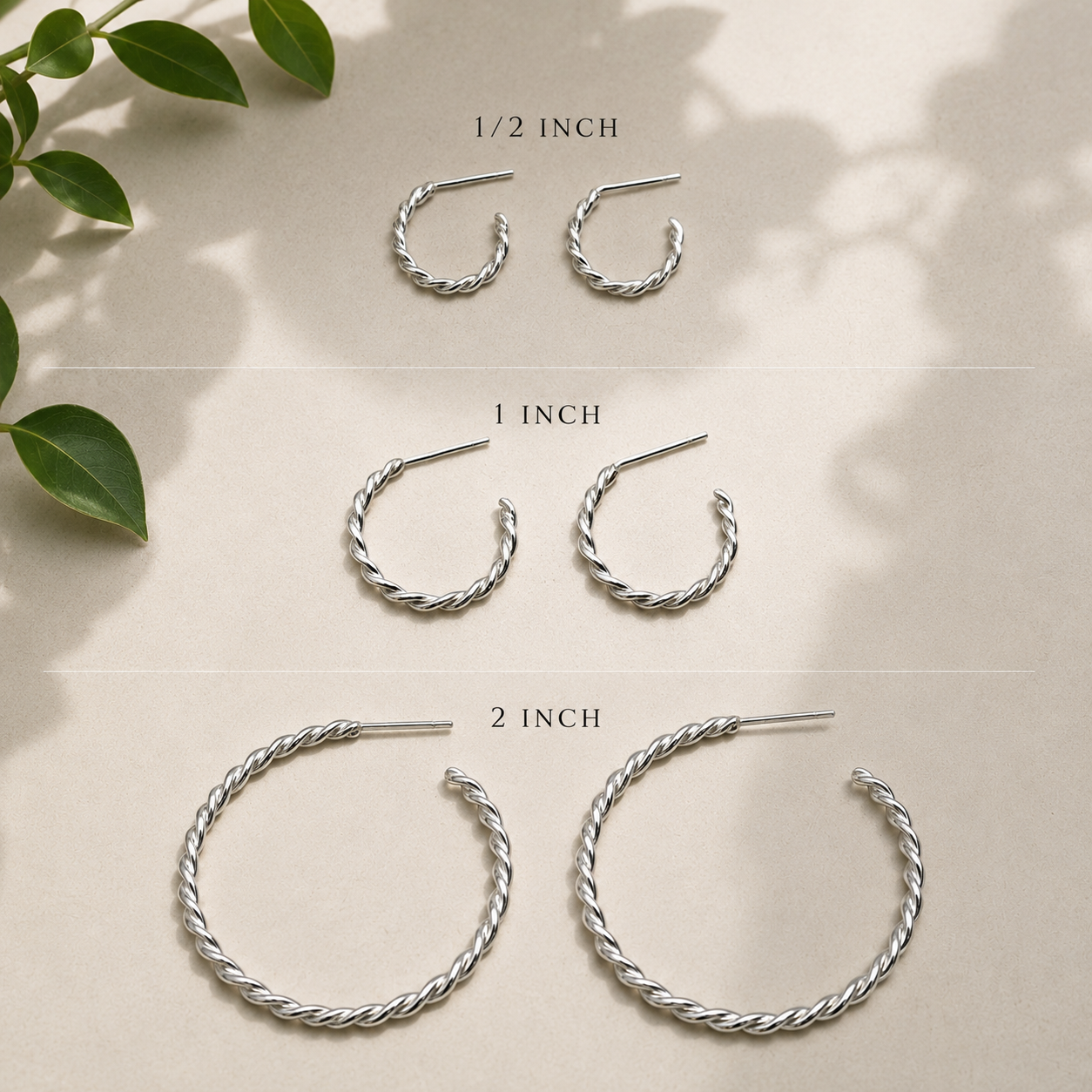 "Silver Twist Hoops" Sterling Silver Hoop Earrings (Three Sizes Available)
