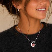 "Sweet Elegance" Rhodochrosite with Ruby and Labradorite Beaded Necklace