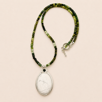 "My How and Your Why" Howlite Pendant on Tourmaline Beaded Necklace