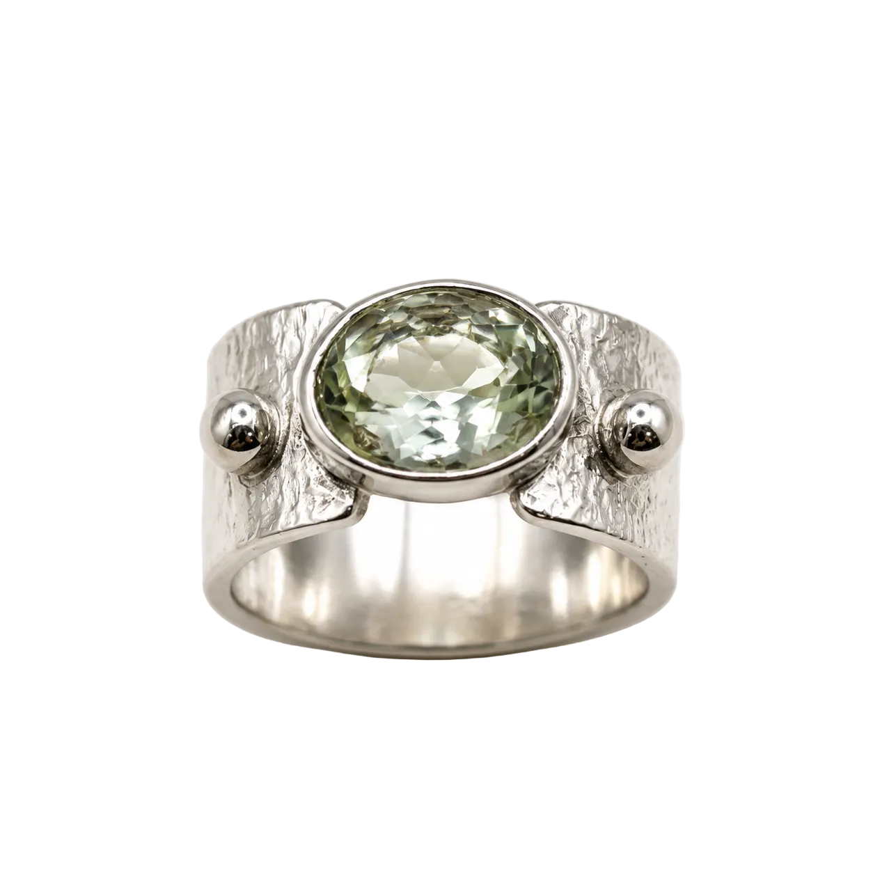 "Serene Marine" Aquamarine Ring Set in Hammered Sterling Silver (Size 7.25)