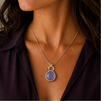"Lavender Fields" Lavender Yttrium Fluorite and Peridot Pendant