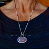 "Earth Lace" Crazy Lace Agate with Garnet, Freshwater Pearl, Mother of Pearl 20" beaded necklace with 2.5" Pendant