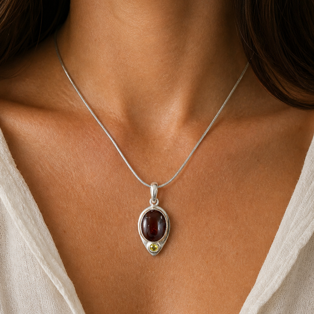 "Savannah Shines" Carnelian Agate and Citrine Pendant