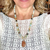 "A Piece of Herstory" Rare Agatized Fossil (Agate) with 20.5" Beaded Apatite Necklace with 1.75" Pendant