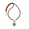 "Grounded in Purple Passion" Rhyolite and Amethyst with Hessonite Beads 20" Necklace with 2" Pendant