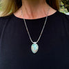 "Secret Garden" Chrysocolla Pendant with Moonstone and Ruby Beads 20" Necklace with 1.25" Pendant