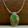 "Secret Garden" Chrysocolla Pendant with Moonstone and Ruby Beads 20" Necklace with 1.25" Pendant