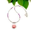 "Sweetness and Elegance" Rhodochrosite with Ruby and Labradorite Beaded Necklace