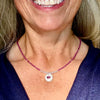 "Ruby Bridges" Faceted Ruby with natural Ruby beaded 16" Necklace with .5" Pendant