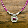 "Ruby Bridges" Faceted Ruby with natural Ruby beaded 16" Necklace with .5" Pendant