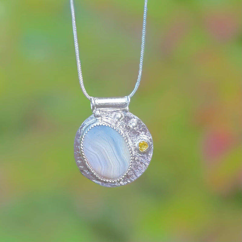"Peaceful Presence" Blue Lace Agate Pendant