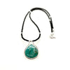 "Straight from the Heart" Amazonite with Black Onyx Beaded 17" Necklace with 2" Pendant