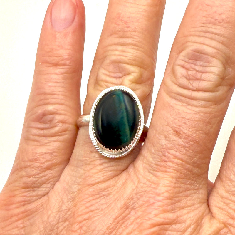 "Green Goddess" Chrysoberyl (cat's eye) Ring (Size 6.5)