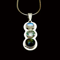 "Inner Light" Moonstone, Aquamarine, and Labradorite Pendant