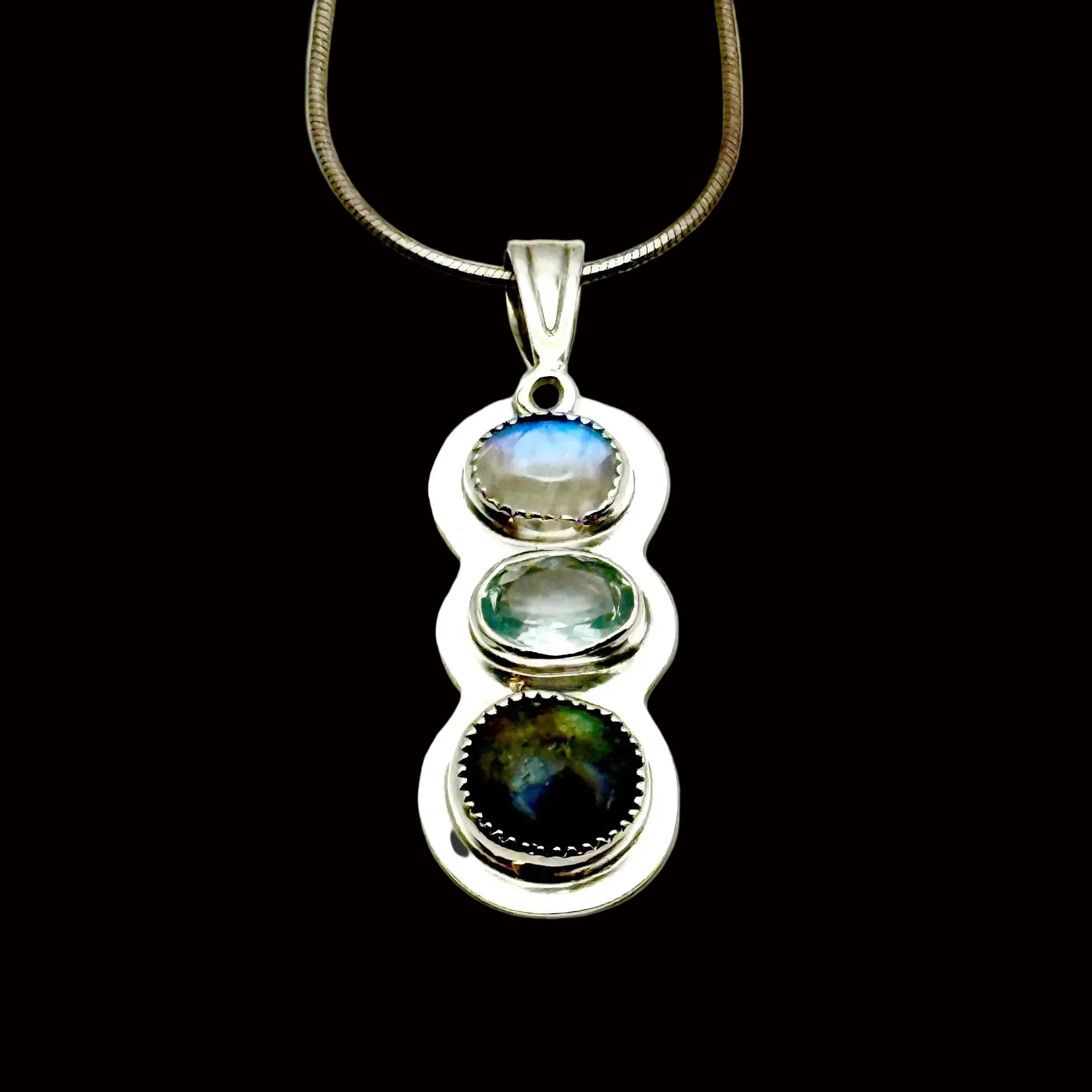 "Inner Light" Moonstone, Aquamarine, and Labradorite Pendant