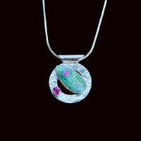 "Bloom Where You're Planted" Ruby Fuchsite with Rhodolite Garnet Pendant