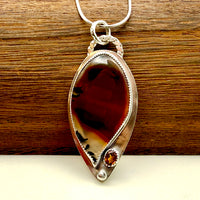 "Is it Heaven or Montana?" Montana Agate and Hessonite Garnet Pendant