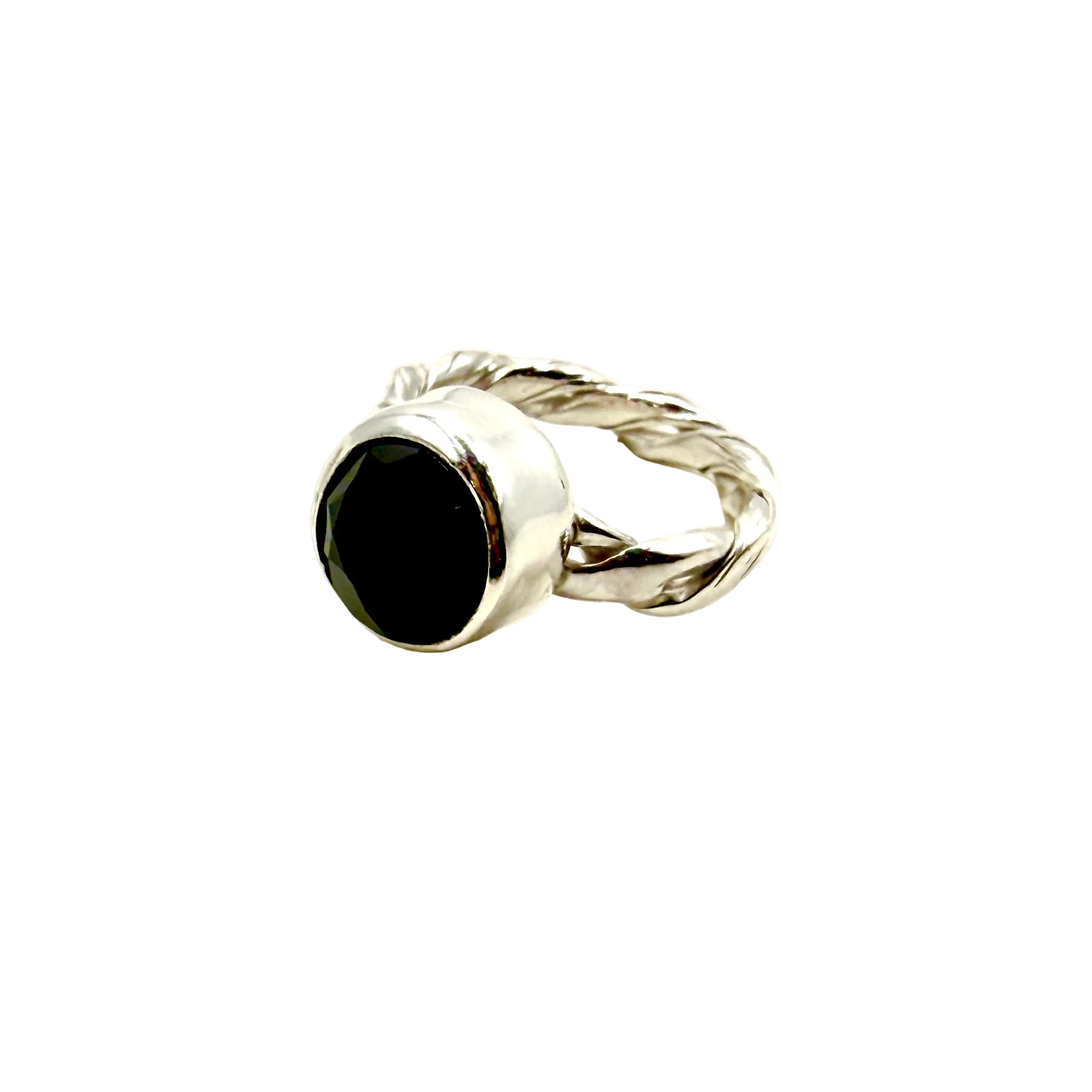 "Midnight Sparkle" Black Onyx Ring Sterling Silver (Size 7.5)