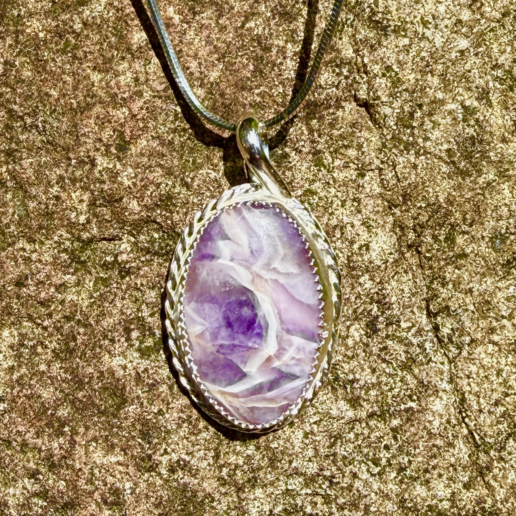 "Celestial Storm" Chevron Amethyst Pendant