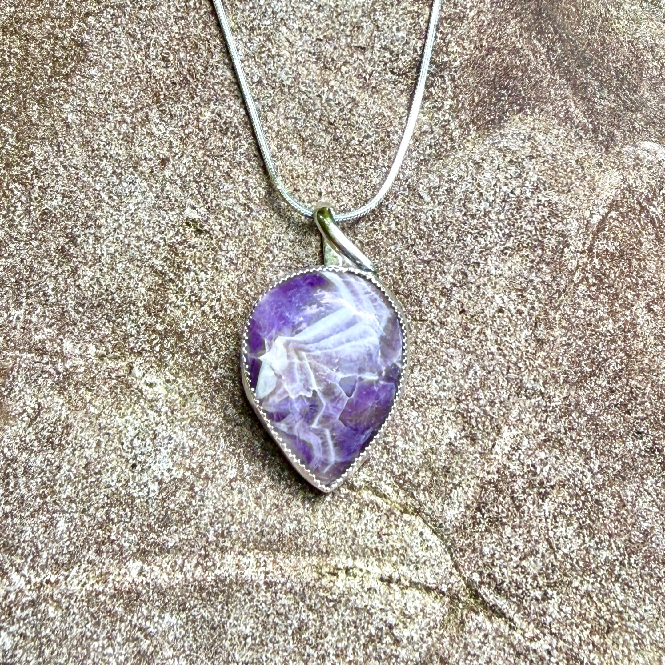 "Moonlit Violet " Chevron Amethyst Pendant
