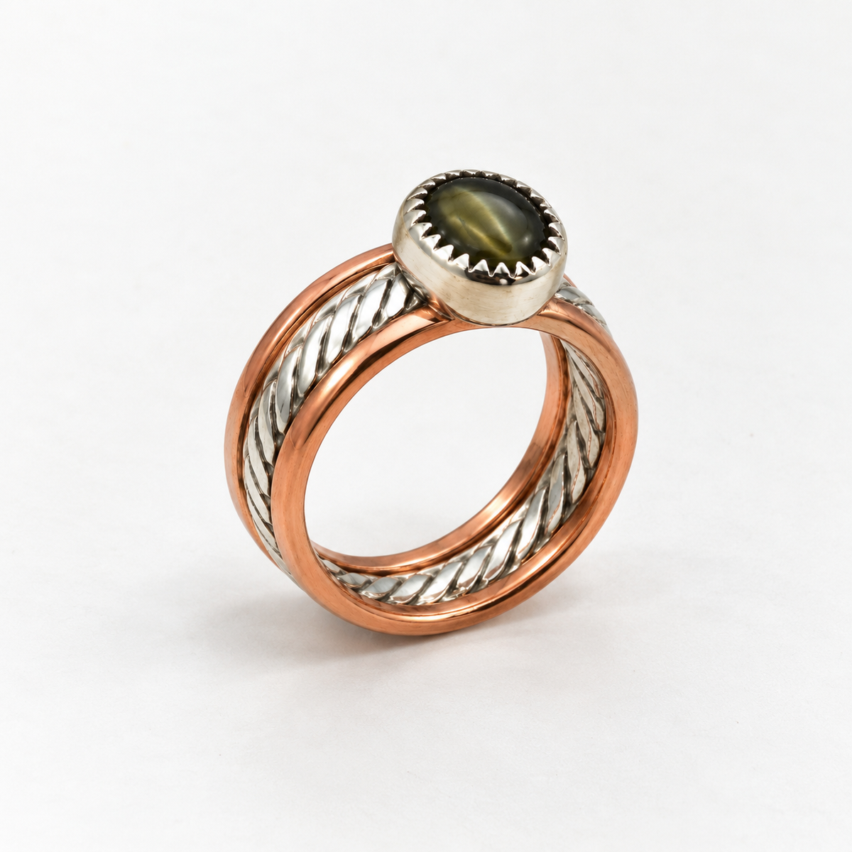 "Golden Current" Green Tourmaline Ring (size 6.5)