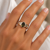 "Golden Current" Green Tourmaline Ring (size 6.5)